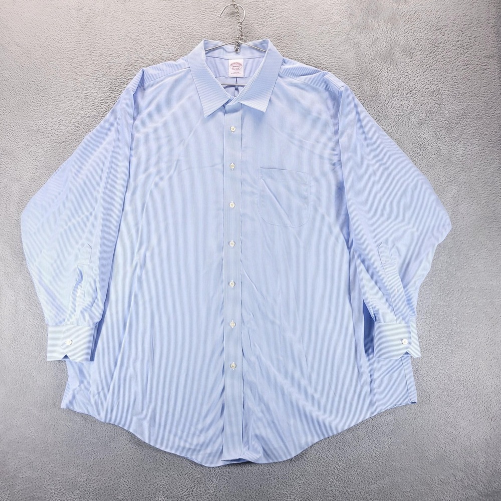 Brooks‎ Brothers Dress Shirt Mens 3XL Blue Stripe Makers Oxford Non Iron
